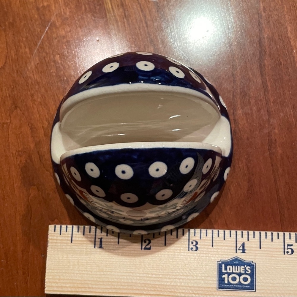 Handcrafted Polish Pottery Flowering Peacock Napkin Holder - Picture 8 of 10